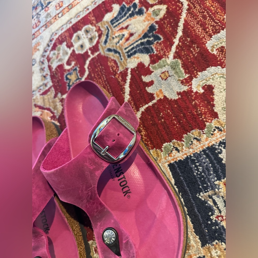 Birkenstock Pink Thong Sandals with Buckle - Picture 2 of 9